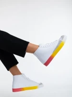 Kianna fehér és sárga, női sport cipő,  ökológiai bőrből