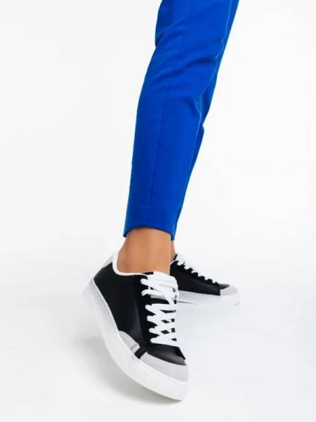 Giorgina fekete, női sport cipő,  ökológiai bőrből