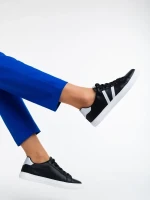 Virva fekete női sport cipő ökológiai bőrből