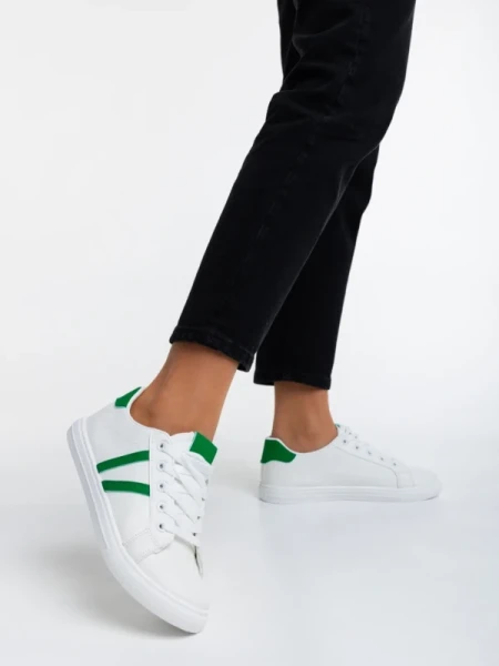 Virva fehér és zöld női sport cipő ökológiai bőrből