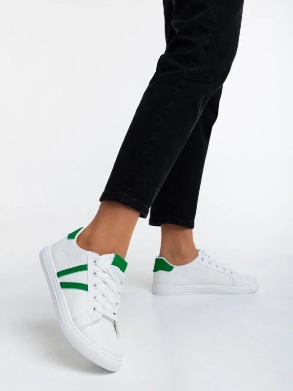 Virva fehér és zöld női sport cipő ökológiai bőrből