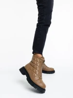 Katarina világos barna, női bokacsizma, ökológiai bőrből