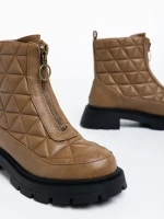 Katarina világos barna, női bokacsizma, ökológiai bőrből