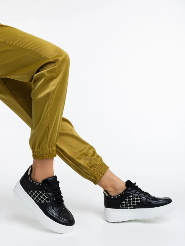 Doroteya fekete női sport cipő ökológiai bőrből