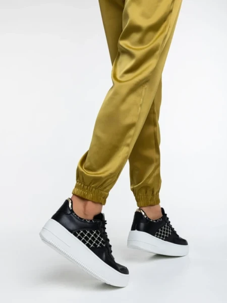 Doroteya fekete női sport cipő ökológiai bőrből