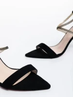 Padma fekete, női szandál, textil anyagból