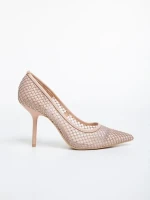 Menodora nude, női magassarkú cipő, textil anyagból