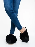 Donisha fekete, női papucs szintetikus szőrméből