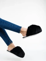 Donisha fekete, női papucs szintetikus szőrméből