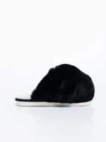 Donisha fekete, női papucs szintetikus szőrméből