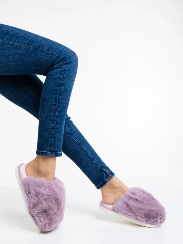 Donisha lila, női papucs szintetikus szőrméből