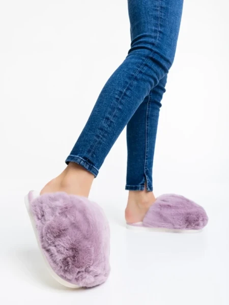 Donisha lila, női papucs szintetikus szőrméből