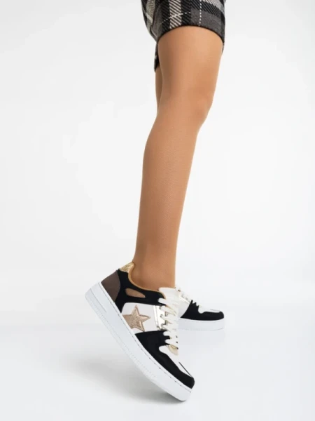 Adamina fekete, női sport cipő,  ökológiai bőrből