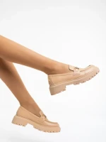 Gaja sötét bézs női félcipő ökológiai bőrből