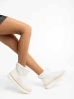 Leola bézs, női csizma, ökológiai bőrből és textil anyagból