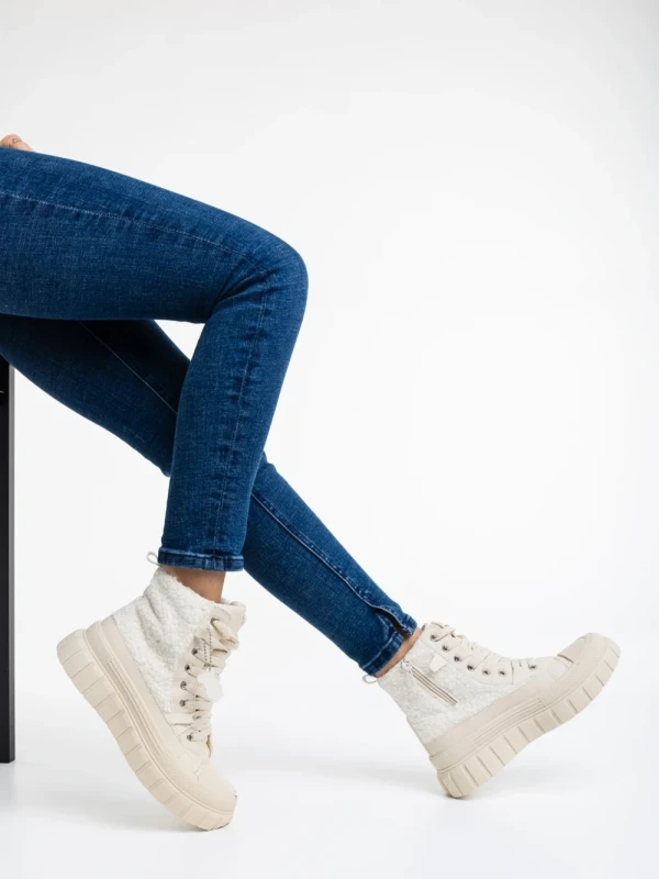 Chyna bézs női tornacipő textil anyagból