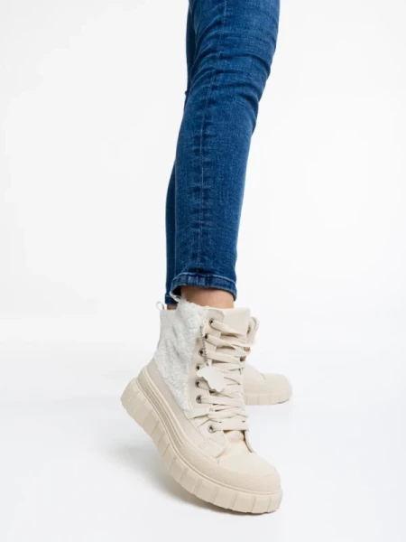 Chyna bézs női tornacipő textil anyagból