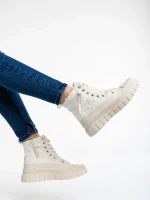 Chyna bézs női tornacipő textil anyagból