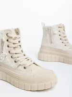 Chyna bézs női tornacipő textil anyagból