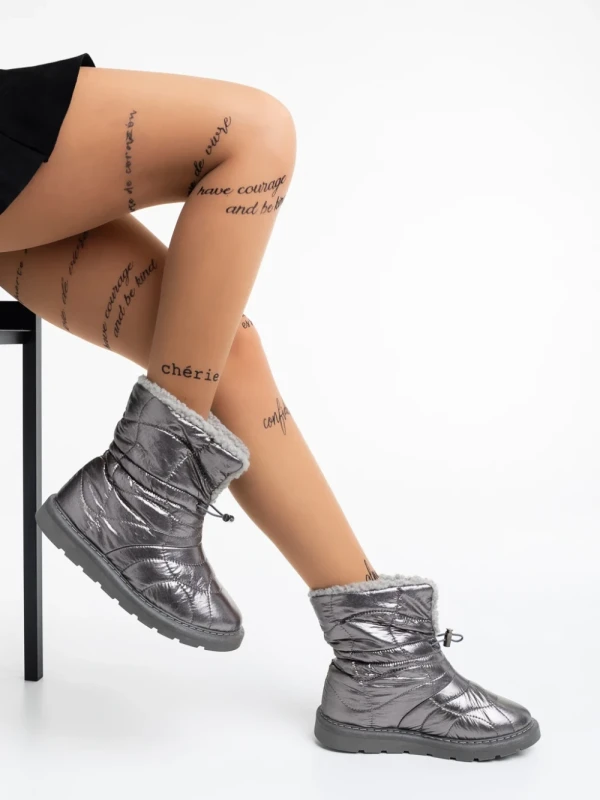 Louella szürke, női csizma, textil anyagból