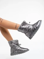 Louella szürke, női csizma, textil anyagból