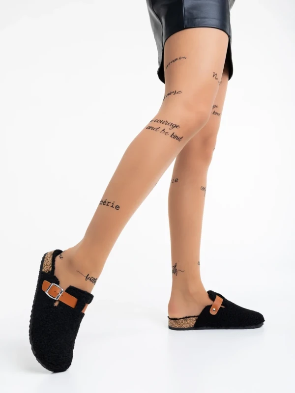 Amery fekete női papucs müszőrméből