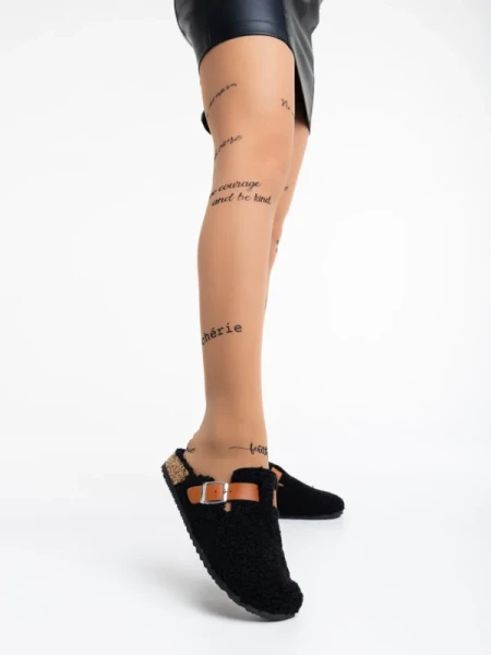 Amery fekete női papucs müszőrméből