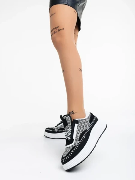 Maelle fekete fehér női sport cipő textil anyagból