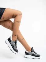 Maelle fekete fehér női sport cipő textil anyagból