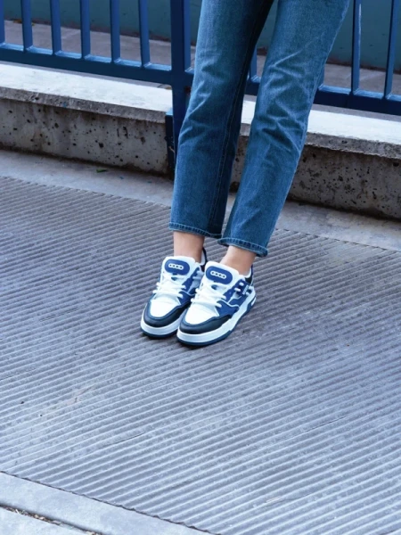 Cammie fehér és kék női sport cipő ökológiai bőrből