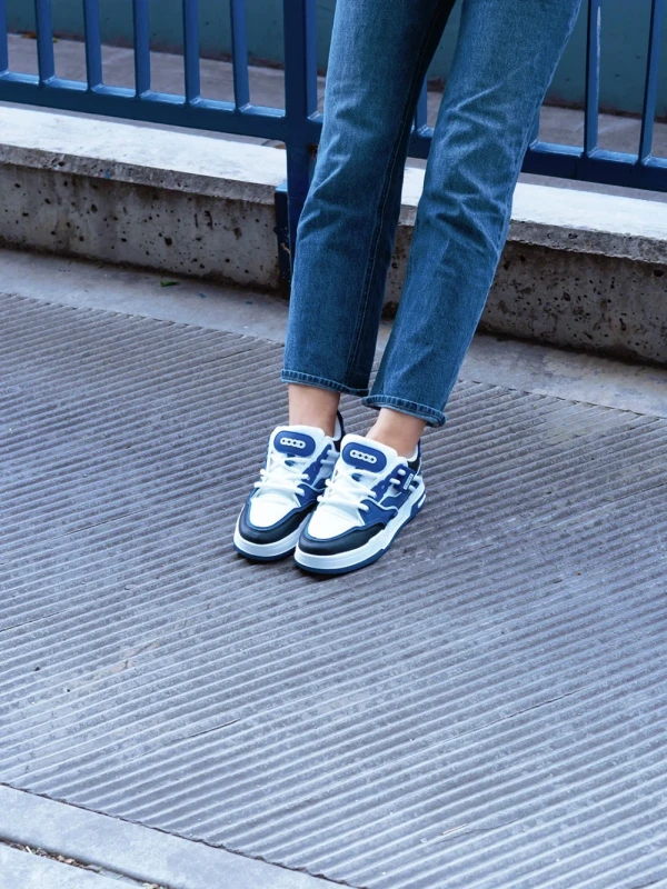 Cammie fehér és kék női sport cipő ökológiai bőrből