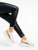 Jenessa bézs, női sport cipő,  textil anyagból