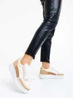 Jenessa bézs, női sport cipő,  textil anyagból