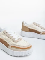 Jenessa bézs, női sport cipő,  textil anyagból