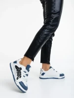 Azurine fehér és kék női sport cipő ökológiai bőrből