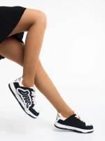 Azurine fekete fehér női sport cipő ökológiai bőrből