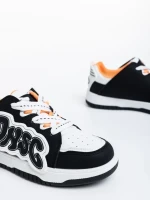 Azurine fekete fehér női sport cipő ökológiai bőrből