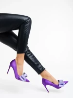 Secilia lila, magassarkú cipő, textil anyagból