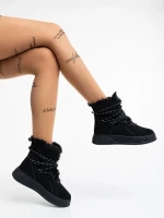Anissa fekete női bakancs textil anyagból