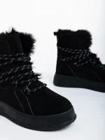 Anissa fekete női bakancs textil anyagból