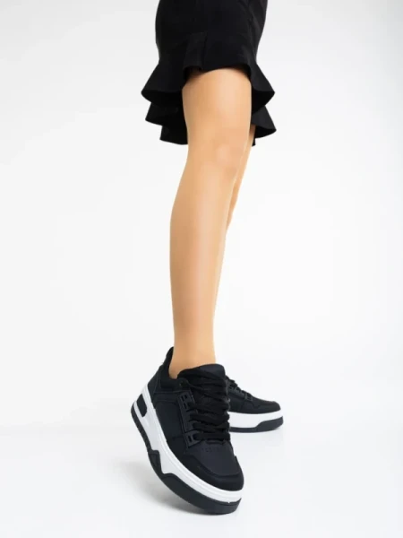 Kalli fekete női sport cipő ökológiai bőrből