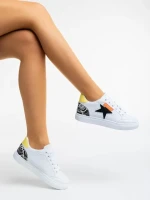 Yeva fehér és fekete női sport cipő ökológiai bőrből