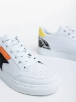 Yeva fehér és fekete női sport cipő ökológiai bőrből