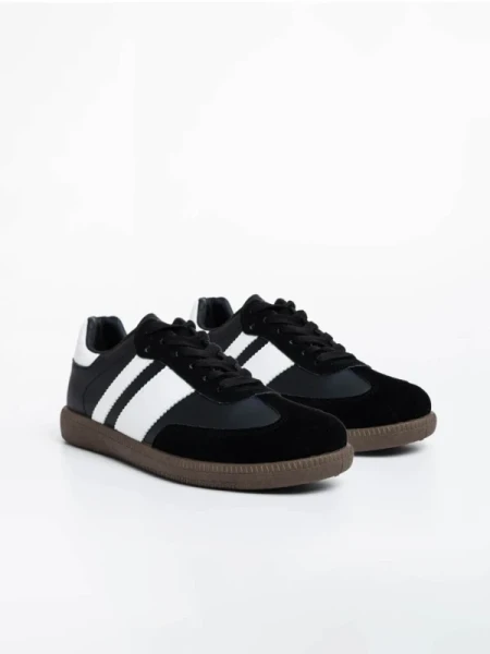 Silvius fekete és fehér férfi sport cipő ökológiai bőrből