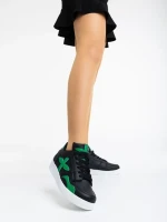 Cierra fekete és zöld női sport cipő ökológiai bőrből