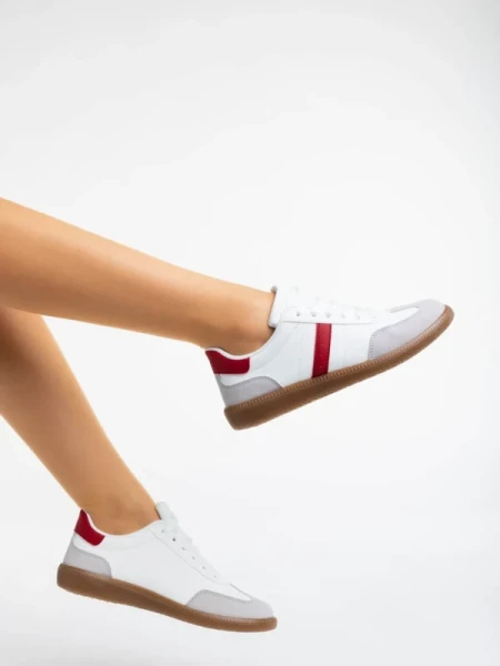 Liliha fehér és piros női sport cipő ökológiai bőrből