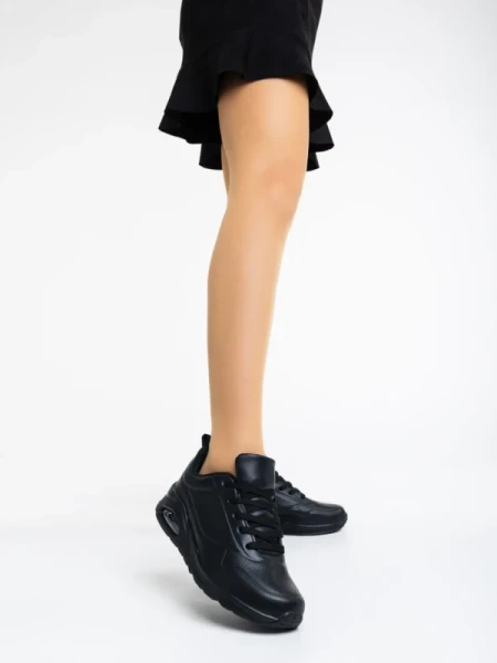 Arline fekete női sport cipő ökológiai bőrből