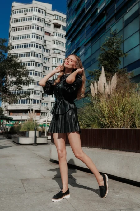 Leana fekete női félcipő ökológiai bőrből