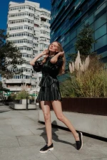 Leana fekete női félcipő ökológiai bőrből