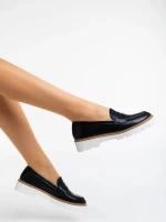 Leana fekete női félcipő ökológiai bőrből